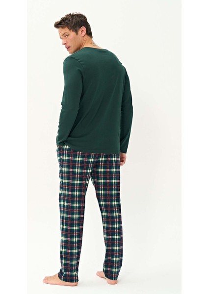 Erkek Penye Uzun Kol Pijama Takımı 2250 Acı Yeşil modelleri