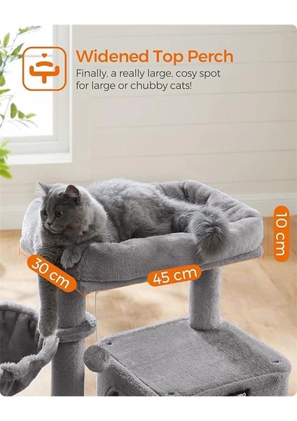 Tırmalama Tahtası, Geniş Platformlu Kedi Ağacı, Açık Gri PCT51W fırsatları