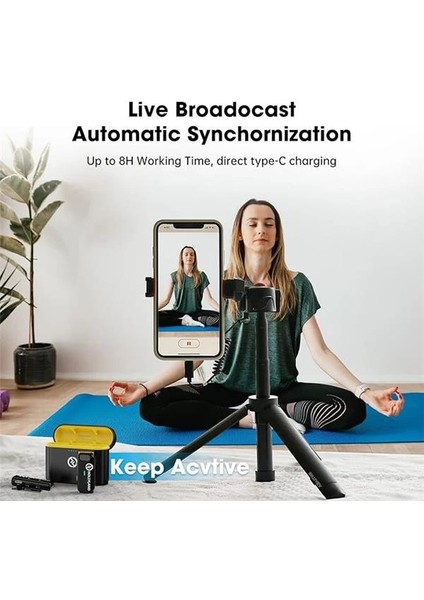 Hollyland Lark M1 Kablosuz Yaka Mikrofonu, Gürültü Engelleme Özellikli Çift Kanallı Yaka