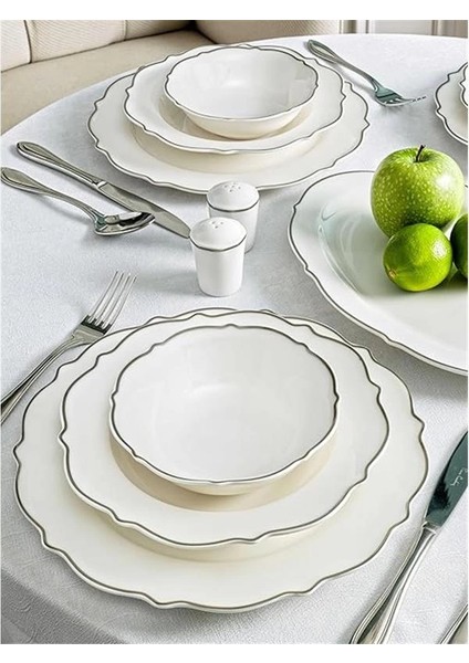 Taç Porselen Darıa Sılver Yemek Takımı Gümüş 12 Kişilik