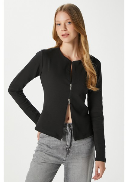 Kadın Dean Premium Çift Taraf Fermuarlı Siyah Bluz fiyatları