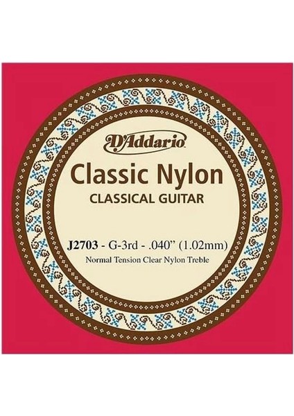 D'addario J2703 Tek Klasik Gitar Teli (G)