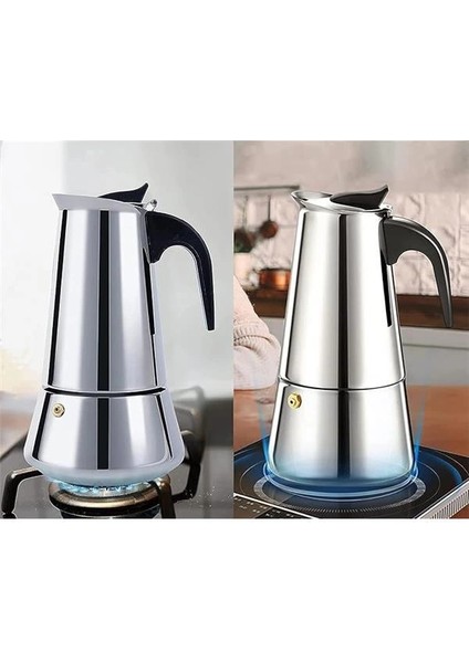 4 Kişilik Çelik Mokapot Espresso Filtre Italyan Kahve Makinesi