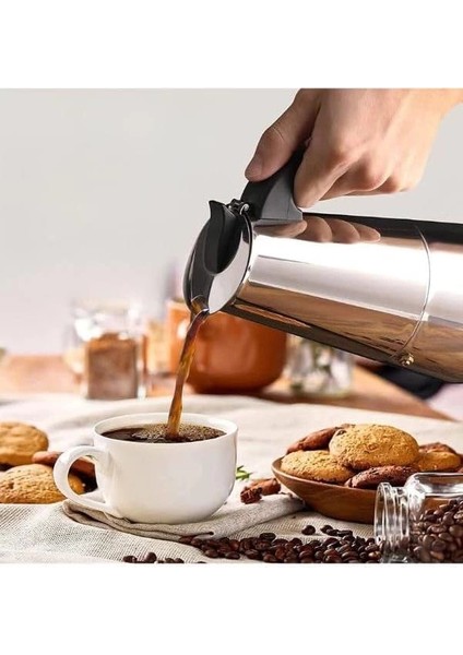 4 Kişilik Çelik Mokapot Espresso Filtre Italyan Kahve Makinesi