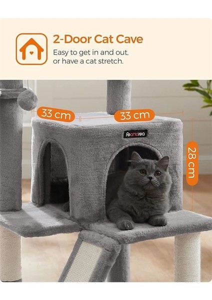 Tırmalama Tahtası, Geniş Platformlu Kedi Ağacı, Açık Gri PCT51W indirimleri