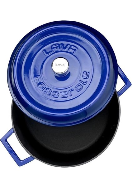 Metal Döküm Yuvarlak Tencere, 24 Cm, Mavi modelleri