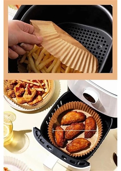 50 Adet Air Fryer Pişirme Kağıdı Tek Kullanımlık Yağ Geçirmez Yapışmaz Yuvarlak Tabak Model modelleri