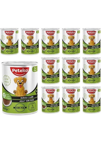 Yetişkin Köpek Kuzulu ve Jöleli Konserve Mama 400 gr x 12 Adet