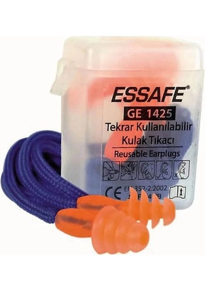 Essafe Hem Gürültüye Hem Suya Karşı Tam Koruma Sağlayan Kulak Tıkacı GE1425 24DB En 352-2 & Ce
