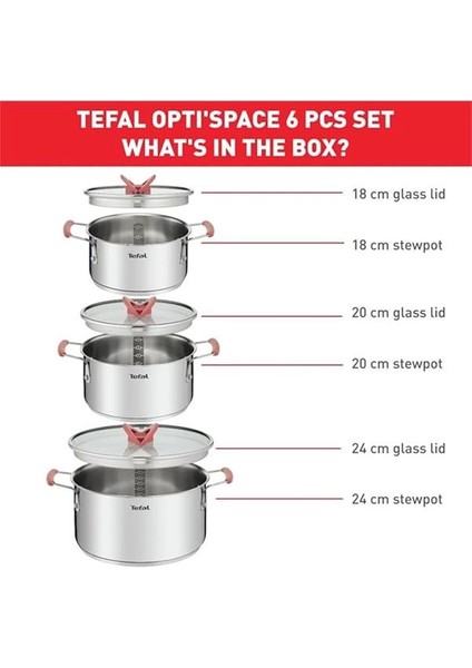 Optispace Çelik Tencere Seti - 6 Parça