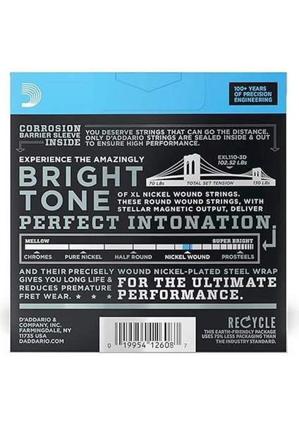 D'addario (3 Set) Elektro Gitar Tel Seti, Xl, 10-46, Nickel
