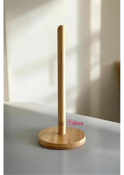 Bambu Kağıt Havluluk - Masa Üstü Rulo Peçetelik - Dik Kağıt Havluluk - Yuvarlak