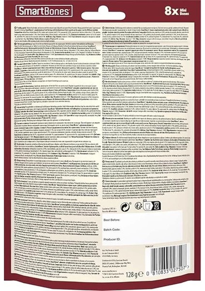 Beef Mini Küçük Boy Sığır Etli Kemik 8'li, 128 gr Köpek Ödülü