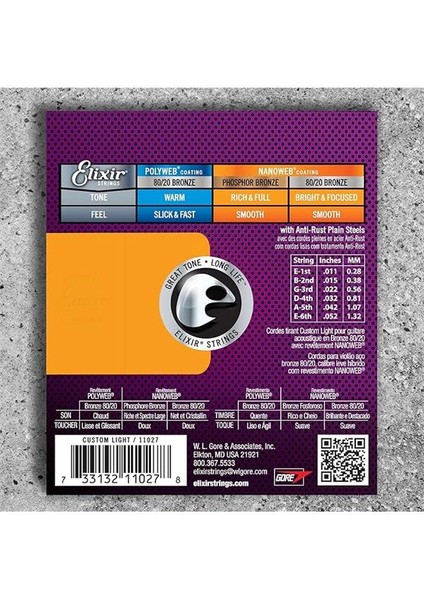 16027 Nanoweb Phosphor Bronze Akustik Gitar Teli (11-52) fiyatları