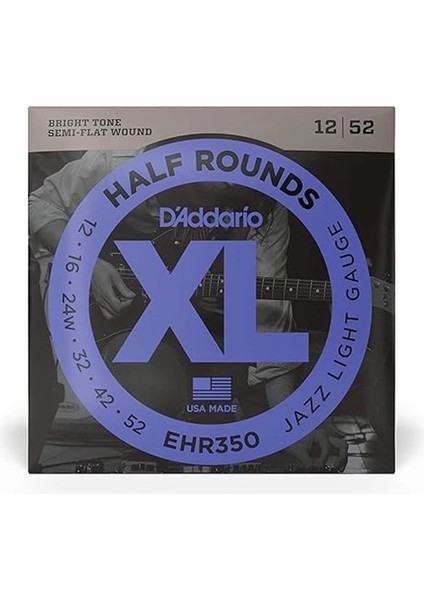 D'addario EHR350 Elektro Tel Set Half Round Jazz Lıte