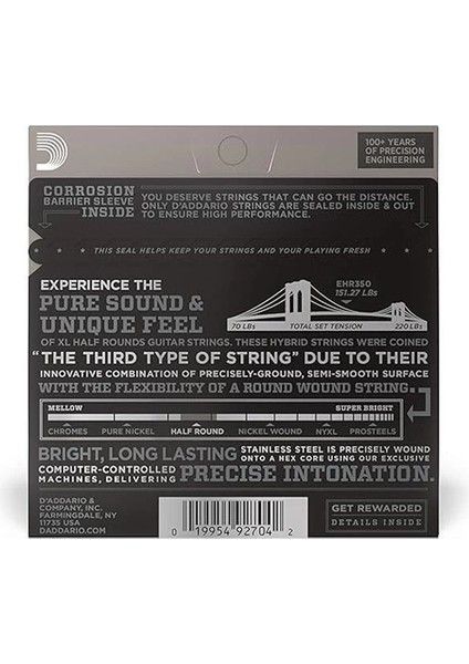 D'addario EHR350 Elektro Tel Set Half Round Jazz Lıte