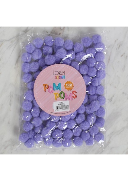 Loren Crafts 2 cm 100 Adet Lila Ponpon