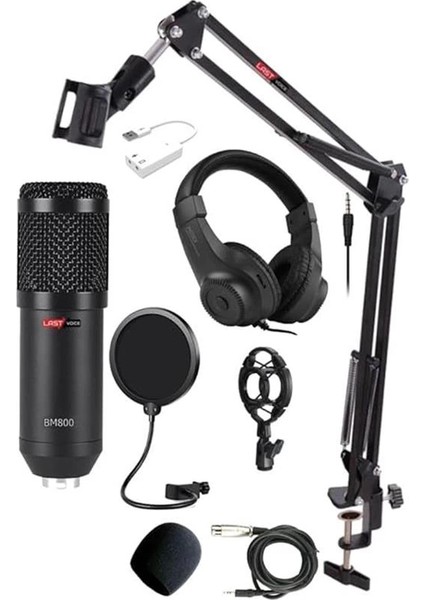 BM800K Mikrofon Seti (Stand Filtre 7.1 Ses Kartı Kulaklık)