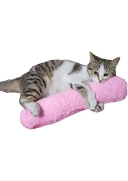 Kedi Oyuncağı Sarılma Yastığı Uyku Oyuncağı Kedi Otlu 30 cm Peluş (1 Adet) (Pembe)