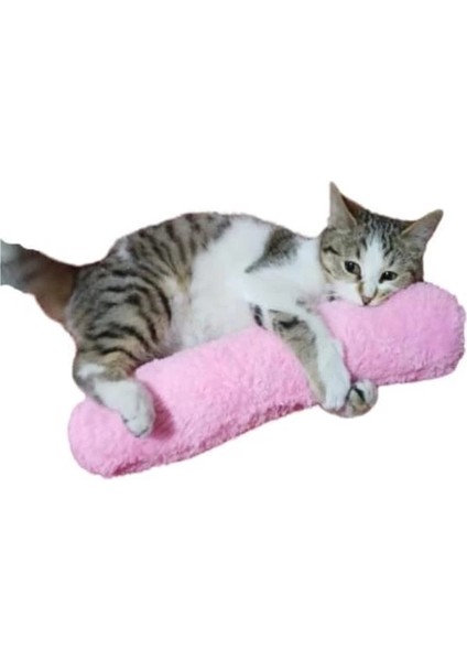 Kedi Oyuncağı Sarılma Yastığı Uyku Oyuncağı Kedi Otlu 30 cm Peluş (1 Adet) (Pembe)