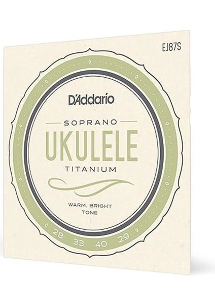 D'addario EJ87S Ukulele Tel Seti, Soprano, Titanium, Warm Bright T