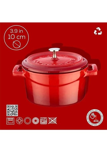 Metal Döküm Mini Tencere, 10 Cm, 0.35 L Hacim, Kırmızı fırsatları