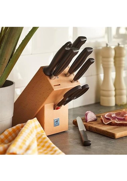 Zwilling Four Star 8 Parça Blok Bıçak Seti Doğal Ahşap Bloklu, Paslanmaz Çelik ve Ahşap, Siyah fiyatları