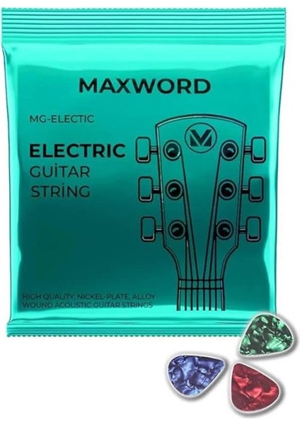 Gt-Electric Kaliteli Elektro Gitar Teli 1 Takım Set (Pena Hediye)