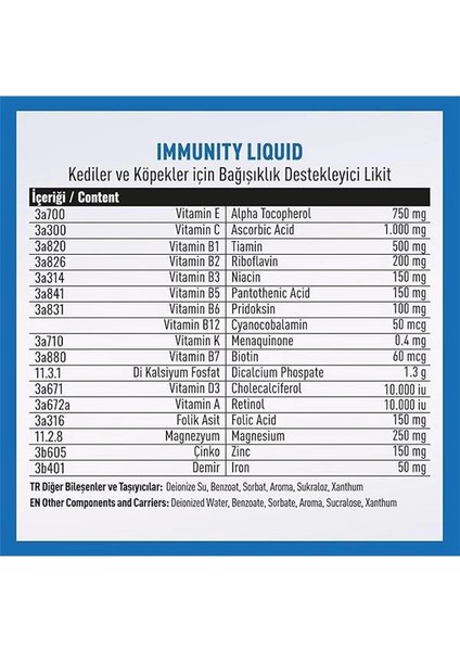 Immunity Kedi ve Köpek Genel Bağışıklık Destekleyici Likit 50 ml fiyatları