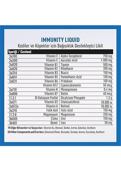 Immunity Kedi ve Köpek Genel Bağışıklık Destekleyici Likit 50 ml indirimleri