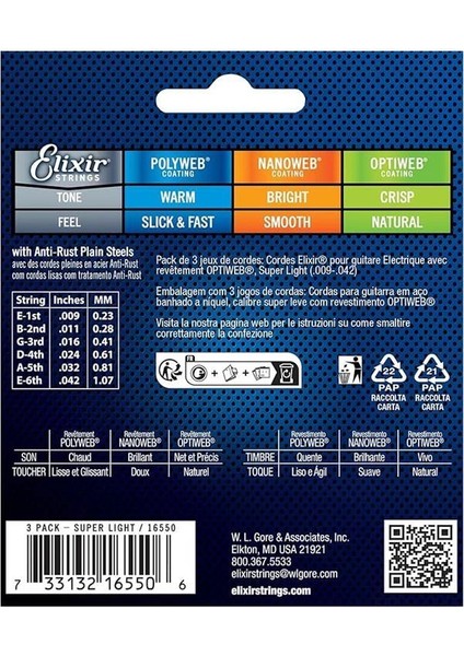 Fosfor Telleri, 3'lü Paket, Süper Hafif (.009-.042) Süper Hafif fiyatları