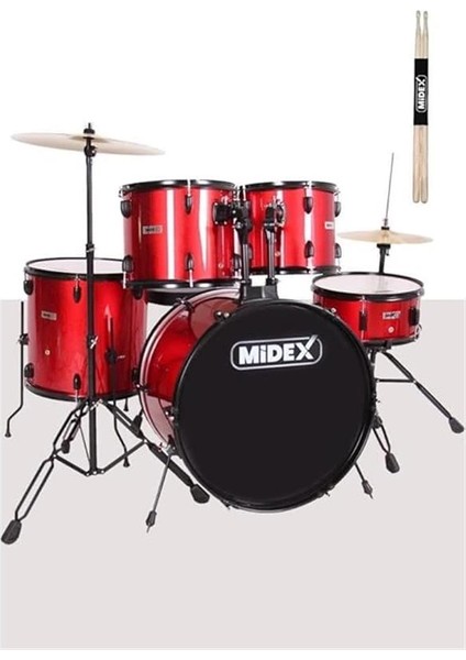 CD900X-RD 22'' Yetişkin Akustik Bateri Davul Seti 22B-13T-12T-16F-14S (5 Parça)