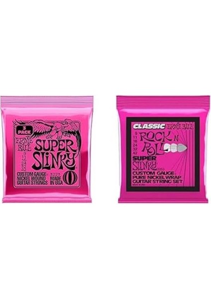Ernie Ball Super Slinky 3-Pack ve Rock N Roll Super modelleri