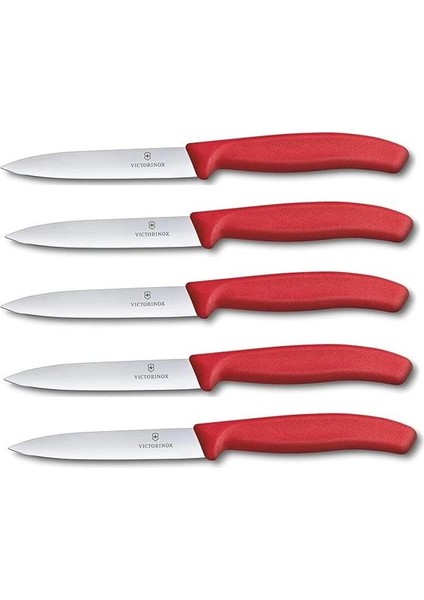 5 Parçalı Sebze Bıçağı Seti Swiss Classic Kırmızı — 10 cm Tırtıksız — Domates Bıçağı