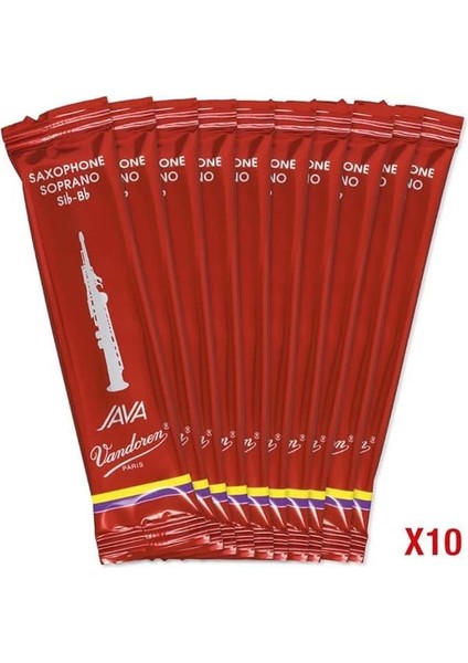 SR302R Java Filed Kırmızı Kesim Soprano Saksafon Kamışları (Güç 2) (10'lu Paket) fırsatları