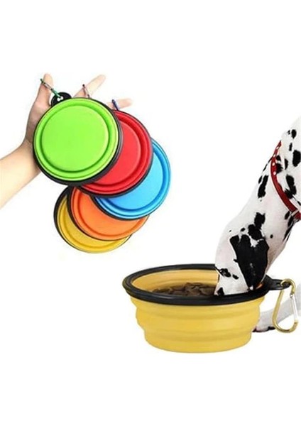® Pratik Katlanabilir Taşınabilir Kedi Köpek Mama ve Su Kabı Evcil Hayvan Portatif Oyuncak