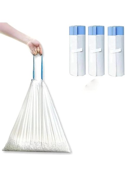 Akıllı Kedi Tuvaleti Büzgülü Çöp Poşeti 3lü Seti (3 x 15 Adet, 46 x 50 Mm)