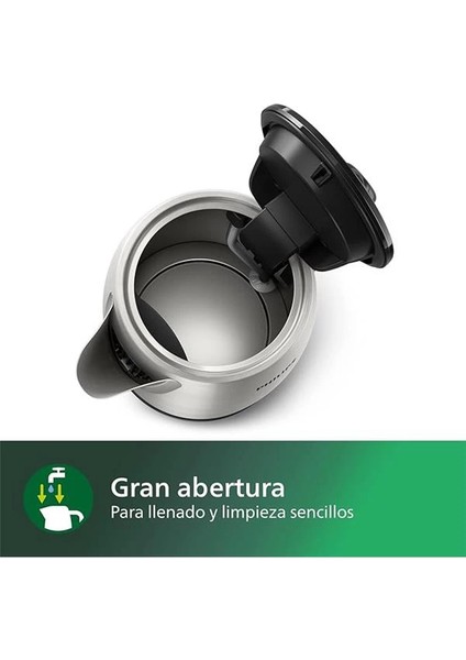Philips Daily Collection Çelik Kettle 2200 W 1.7 Lt, Işıklı Gösterge, Yaylı Kapak, Hızlı Kaynatma