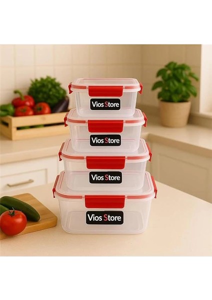 4’lü Kilitli Saklama Kabı Seti – Sızdırmaz Kapaklı, Farklı Boy ve Renklerde, Bpa Içermez