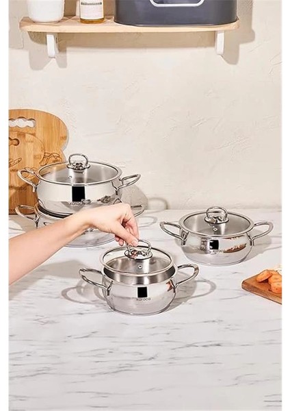 Nisa Çelik Tencere Seti 8 Parça modelleri