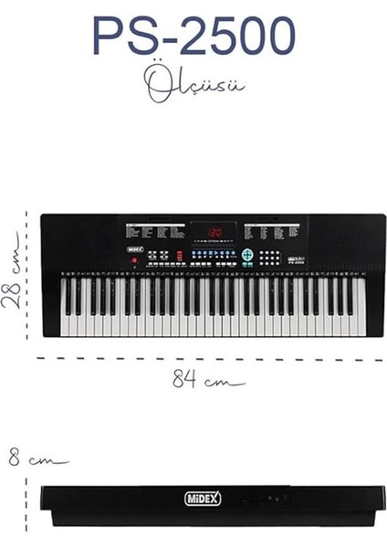 PS-2500KS LED Ekran 61 Tuşlu Org Klavye (Stand Çanta Kulaklık Adaptör Notalık) indirimleri