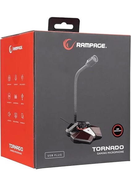 Rmx-M8 Tornado Gri USB Masaüstü LED Mikrofon