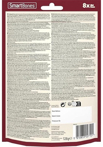 Chicken Mini Küçük Boy Tavuklu Kemik 8'li, 128 gr Köpek Ödülü