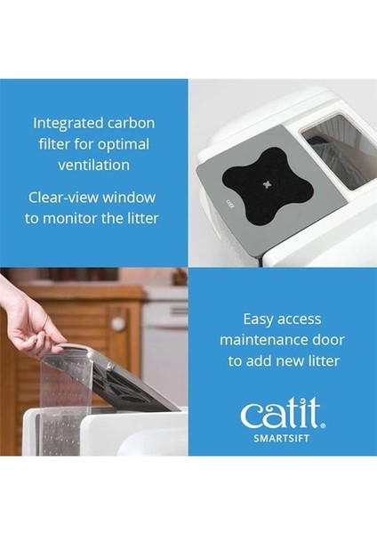 Catit Smart Sift Otomatik Kedi Tuvalet Kabı, Gri/beyaz, 66 x 48 x 63 cm fırsatları