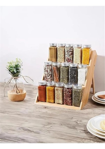 Bambu 3 Katlı Katlanabilir Baharat Standı | Çekmece Içi Kullanıma Uygun Baharatlar Için