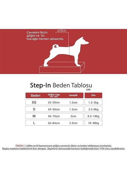 Step-In Köpek Göğüs Tasması Sağlam Ayarlanabilir ve Kolay Takılabilir (Kırmızı, Xsmall fiyatları