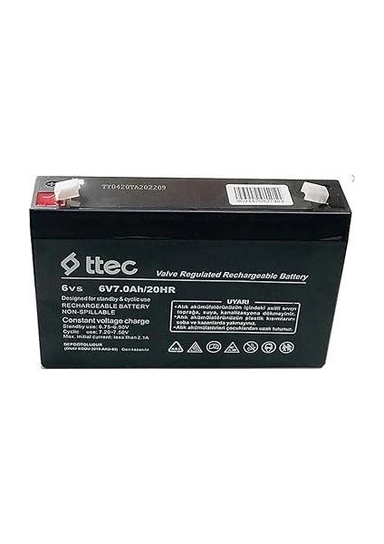 6V 7AH Bakımsız Kuru Akü