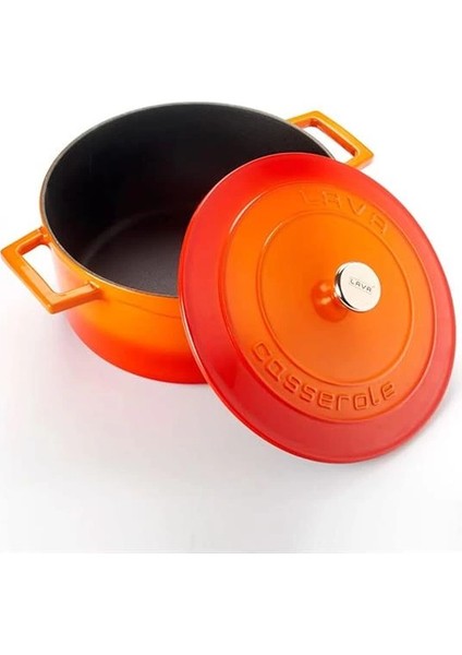 Metal Döküm Yuvarlak Tencere, 24 Cm, Turuncu fiyatları