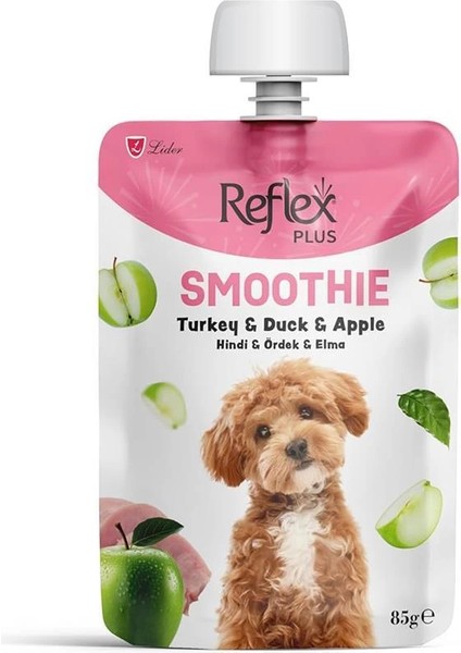 Plus Smoothie Hindi, Ördek ve Elmalı Yetişkin Köpek Sıvı Ödül Maması 85 gr