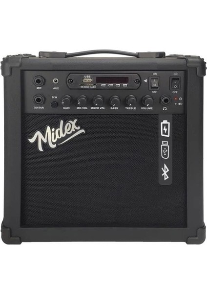 MGA-25BK Elektro Gitar Amfisi 25 Watt USB Bluetooth Şarjlı 2 Girişli